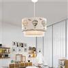 lux.pro Lampada a Sospensione per Cameretta Lampadario per Bambini Lampada da Soffitto con Doppio Paralume Cilindrico Decorato con Mongolfiere - Bianco