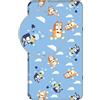 Jerry Fabrics Bluey Lenzuolo con angoli elasticizzati, 100% cotone, per letto singolo, 90 × 200 + 25 cm, con licenza ufficiale Bluey