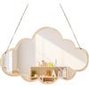 Hapivida Specchio da parete decorativo, specchio nuvoloso, con cornice in legno, specchio acrilico adesivo, specchio adesivo per decorazione da parete per soggiorno, camera da letto, bagno, cameretta