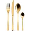 Sambonet - Taste Set di Posate da Tavola per 6 persone, 24 pezzi in Acciaio Inox finitura PVD : 6 forchette, 6 cucchiai, 6 coltelli, 6 cucchiaini da tè, Lavabili in lavastoviglie, Gold