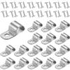 FIUTEKO 50 Clip di Fissaggio In Acciaio Inox per Cavi 7-8 mm con 50 Viti | Staffa a U in acciaio inox 304 da 0,8 mm clip a foro singolo per fissare cavi e piccoli tubi su supporti adatti