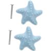 HOMSFOU Pomelli in Ceramica a Forma di Stella per Mobili, 2 Pezzi Blu | Finitura Delicata, Uso per Bagno e Casa, Accessorio per Armadi e Cassetti, Stile Creativo e Grazioso
