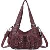 Angel Kiss Hobo Bags - Borsa a tracolla da donna, con borchie, multi tasca, Y2K