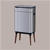 RICICLA FACILE Cestino Pattumiera Automatica Doppia con Sensore 26 Lt Acciaio Inox, Ozono e Gambe in Legno