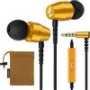 LUDOS OMNITONE Auricolari In-Ear Cuffie, Cuffiette con Filo e Microfono, 5 Anni di Garanzia, Cuffie Isolamento Acustico, Cuffiette Cellulare, Jack 3,5 mm per iPhone, Apple, Samsung, Huawei - Oro