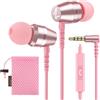 LUDOS OMNITONE Auricolari In-Ear Cuffie, Cuffiette con Filo e Microfono, 5 Anni di Garanzia, Cuffie Isolamento Acustico, Cuffiette Cellulare, Jack 3,5 mm per iPhone, Apple, Samsung, Huawei - Rosa