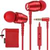 LUDOS OMNITONE Auricolari In-Ear Cuffie, Cuffiette con Filo e Microfono, 5 Anni di Garanzia, Cuffie Isolamento Acustico, Cuffiette Cellulare, Jack 3,5 mm per iPhone, Apple, Samsung, Huawei - Rosso