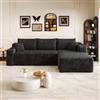 HOXINBLY Divano imbottito compresso241 cm,Giusto divano angolare per soggiorno, seduta profonda con sezione angolare,Nero(non richiede montaggio)