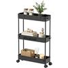 SPACELEAD Carrello portaoggetti sottile a 3 ripiani, organizer da bagno, scaffale mobile scorrevole per ufficio, cucina, lavanderia e luoghi stretti, nero