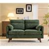 Bonnlo Divano con bracciolo per orecchie di elefante, poltrona a 2 posti, divano imbottito in lino, mobile con tasca laterale, per soggiorno, ufficio, camera da letto, 125 x 78 x 86 cm, verde scuro