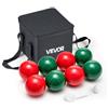 VEVOR Set di Bocce, 107 mm, con 8 Bocce in Resina, Pallino, Borsa per il Trasporto e Corda di Misurazione, 2 Colori Rosso e Verde, per 2-8 Giocatori, Set da Gioco per Bocce per Spiaggia, Prato