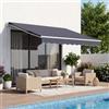 VEVOR Tenda da Sole Retrattile Manuale 300 x 250 cm uso Esterno, Tendaggio Parasole Regolabile, Realizzato in Poliestere Impermeabile Grigio, con Manovella, per Ristoranti Bar Terrazze Porte Cortili