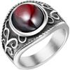 Jpltlvy Anello da uomo in acciaio al titanio con granato mistico pietra rossa Urban Statement gioielli regalo per lui, 12