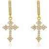 Jpltlvy Orecchino a forma di croce con zirconia cubica, stile hip hop, da indossare tutti i giorni, unisex, regalo per uomo e donna