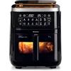 Ariete 4636 Friggitrice ad aria con funzione vapore + Grill, 1700W, Funzione essiccazione, 10 funzioni di cottura, Cestello trasparente, Timer, Nero