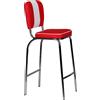 FineBuy Sgabello da bar rosso American Diner anni '50, sgabello da bar retrò con seduta, schienale e poggiapiedi, altezza seduta 76 cm