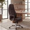 FineBuy AUSTIN: sedia da ufficio in vera pelle marrone, sedia da scrivania ergonomica, poltrona direzionale di classe, sedia girevole regolabile in altezza