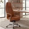 FineBuy AUSTIN: sedia da ufficio in vera pelle color caramello, sedia da scrivania ergonomica, poltrona direzionale di classe, sedia girevole regolabile in altezza