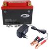 JMT - JM Technics Batteria agli ioni di litio JMT HJB7BL-FP da 12V e 2Ah, polo positivo a destra, con caricabatterie, adatta per moto e scooter