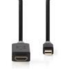 Nedis Cavo Nedis Mini DisplayPort - DisplayPort 1.4 - Mini DisplayPort maschio - HDMI maschio - 48 Gbps - Placcato oro - 2,00 m - Rotondo - PVC - Antracite - Imballaggio con finestra