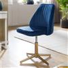 FineBuy Sedia da scrivania in velluto, sedia girevole blu con schienale, sedia a scocca, portata 120 kg, regolabile in altezza, sedia da lavoro senza rotelle, sedia da scrivania per l'ufficio a casa