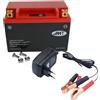 JMT - JM Technics Batteria agli ioni di litio da 12 V, 3 Ah, marca JMT, modello HJTX9-FP, con polo positivo a sinistra, conforme alla norma DIN 50812, adatta per motociclette, inclusa la centralina di ricarica