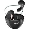 LinQ, cuffie in-ear Bluetooth con design a goccia d'acqua e scatola di ricarica, nero