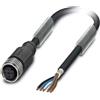 Phoenix Contact Cavo sensore M12 PUR con presa a 5 pin, diritto, schermato/traino. Codifica A, lunghezza 8,0 metri nero-grigio RAL 7021, cavo