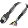 Phoenix Contact Cavo sensore M12 PUR a 8 poli, maschio diritto schermato/trascinabile. Codifica A, lunghezza 5,0 metri, grigio-nero