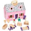 Melissa & Doug Casa delle Bambole in Legno Trasportabile - Gioco Portatile con Maniglia, 2 Personaggi e 11 Mobili, Giocattolo Educativo, Regalo per Bambini e Bambine, 3+ Anni