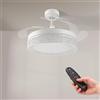 M mimotec - Ventilatore a Soffitto Led Bianco Aqua 66W con luce, telecomando, basso consumo energetico, motore DC 30W+Luce LED 36W, 6 velocità, silenzioso, 4 Pale sganciabili, estate-inverno, timer