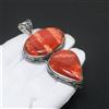 Ciondolo In Pietra Dura Diaspro Serpentino Rosso Gemma Fatta A Mano Argento 925
