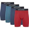 Gildan Boxer da Uomo in Cotone Elasticizzato, Confezione Multipla, Blue Cove/Hawaiian Blue/Heather Red Mark (Confezione da 4, Gamba Lunga), XX-Large