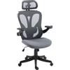HOMCOM Sedia Ufficio Ergonomica, Braccioli Ribaltabili 3D, Poggiatesta 2D, Appendiabiti, in Rete, Grigio Scuro | Aosom Italy