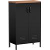 HOMCOM Credenza in Metallo con 2 Ante e Ripiano Regolabile, per Soggiorno/Studio, Nero | Aosom Italy