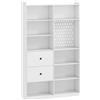 HOMCOM Libreria Doppia a 6 Livelli con Cassetti e Pannello Forato, Bianco | Aosom Italy
