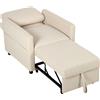 HOMCOM Poltrona Letto 3 in 1 in Tessuto Effetto Lino con Schienale Regolabile, Bianco Crema | Aosom Italy