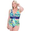 Ulla Popken Donna Costume Intero | Taglie forti, Plus Size, Costume da bagno con foglie, coppe morbide