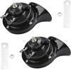 VAGCARS 2 Pezzi Clacson Auto 12V 115DB Doppio Tono - Corno di Lumaca Super Rumoroso e Impermeabile, per Auto, Camion, Moto, Barca (Nero)