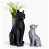 Generico Set di 2 figurine di gatto con vaso porta fiori, statua di gatto nero e grigio per la decorazione domestica, idea regalo per gli amanti dei gatti, donna ragazza ragazzo regalo di compleanno.