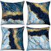 Hnmdmyi Copricuscino marmo 45x45 Set di 4, blu navy e oro astratto texture marmo coperture cuscino decorativo Arte moderna di lusso Lino copertura cuscino per divano giardino all'aperto Home Decor