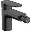 hansgrohe Vernis Blend - Rubinetto per bidet con scarico, Miscelatore monocomando risparmio idrico (EcoSmart) con altezza bocca 80 mm, nero opaco, 71210670