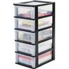 Iris Ohyama Cassettiera in Plastica, Portaoggetti, 5 Cassetti Medi, Nero, Apertura Facile, Formato A4, A5 e A6, Organizzatore, Per Ufficio, Scuola, Cartoleria, Senza BPA, Contenitore, OCH-2005