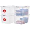 Iris Ohyama Scatole Portaoggetti in Plastica con Coperchio, 45L, Lotto di 4, Argento, Clip di Bloccaggio, Empilabile, Maniglia, Per Camera, Armadio, Ufficio, Organizzatore, Senza BPA Plastica, NTB-45