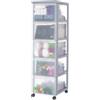 Iris Ohyama Cassettiera in Plastica con ruote, 5 Cassetti Grandi, Grigio, Maniglie facili da tirare, Organizzatore, Per Camera Da Letto, Bagno, Scuola e Ufficio, Senza BPA, Contenitore, DC-305