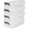 Iris Ohyama, Set di 4 scatole di immagazzinaggio, 4 L, con maniglie a scatto, impilabile, garage - Multi Box MBX-4 - Trasparente