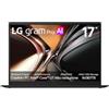 LG gram AI 17Z90TL Notebook, Display 17 WQXGA (2560x1600), Intel Core Ultra 7 256V, 16GB RAM, 512GB SSD, Ultraleggero 1.389g, Batteria 77Wh, Windows 11 Home, Copilot+, Obsidian Black
