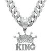 Jpltlvy Collana da uomo hip hop con ciondolo a forma di corona king streetwear, gioiello audace regalo per uomo, 45 cm, Metallo