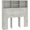vidaXL Testata del letto con ripiani in cemento grigio 100x19x103,5 cm
