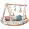 Ingenuity Wonder & Wood - Palestrina con arco in legno e 3 giochi removibili, tappetino lavabile in lavatrice, 0-36 mesi, unisex